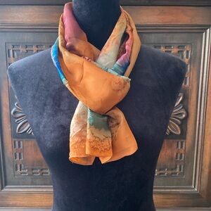 Semi sheer, silk scarf, bohemian pattern